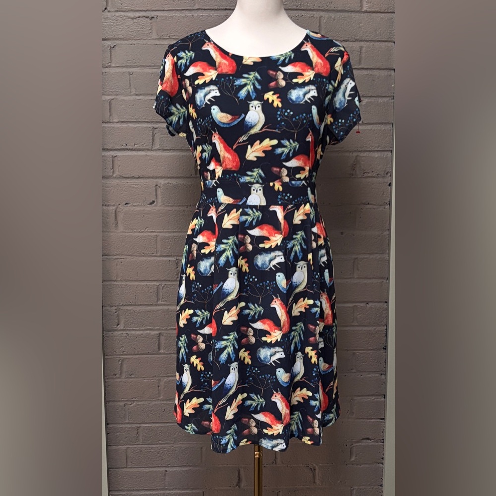 LA Soul  Forest Animals Fall Scene Dress L
